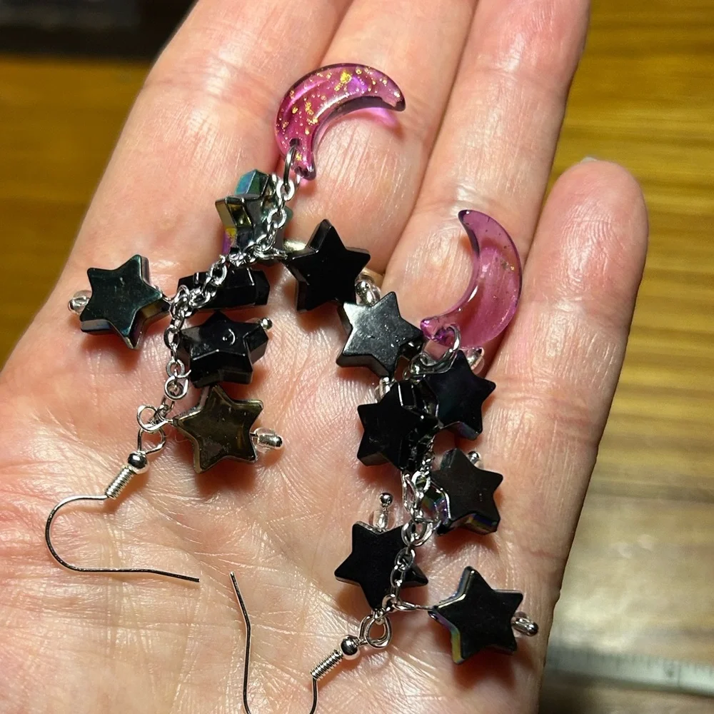3/$25 Star and Moon Dangle Earrings - Picture 3 of 5